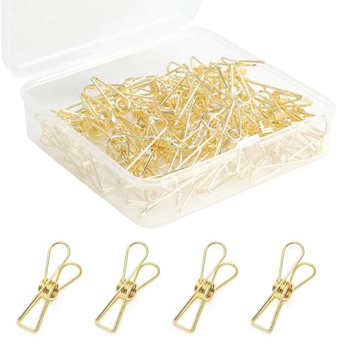 50 Stück Kleine Goldene Büroklammern, Vielzweck-Metall-Draht-Hohle Rechnungsbüroklammer, Büroklammern für Büro, Schule, Zuhause und Geschäft verwenden