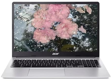 acer Chromebook 315, laptop con pantalla FHD de 15.6 pulgadas, Intel Celeron N4500, 4 GB de RAM, eMMC de 64 GB, cámara web, sistema operativo cromado, plata pura, funda protectora incluida, tarjeta SD