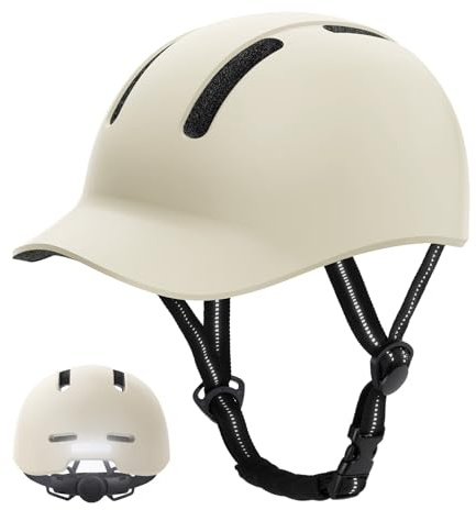 KINGLEAD Fahrradhelm,Urban Commuter Helm,Stylischer Fahrrad Helm Herren und Damen für Radfahren Trekking City Roller Herren Verstellbarer (Beige, L【55-60cm】)