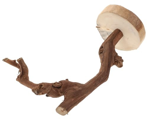 HANABASS Soporte para Percha De Loro De Madera Natural 7.87X5.90X3.54 Pulgadas con Base Estable Soporte Multifuncional para Entrenamiento Juego E Interacción De Aves como Periquitos Y Cacatúas