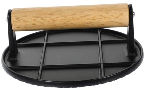 Cabilock Prensa De Hamburguesas De Aluminio Resistente para Asar Tocino Mango De Madera Utensilio De Cocina
