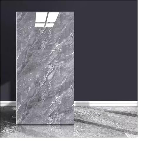 Marmorfliesen-Wandpaneele, 30 x 60 cm, glänzend, selbstklebend, Fliesenaufkleber für Küche, Backsplash, Badezimmer, Wand, Waschraum, Kamin, wasserdicht und leicht zu schneiden, Grau #3