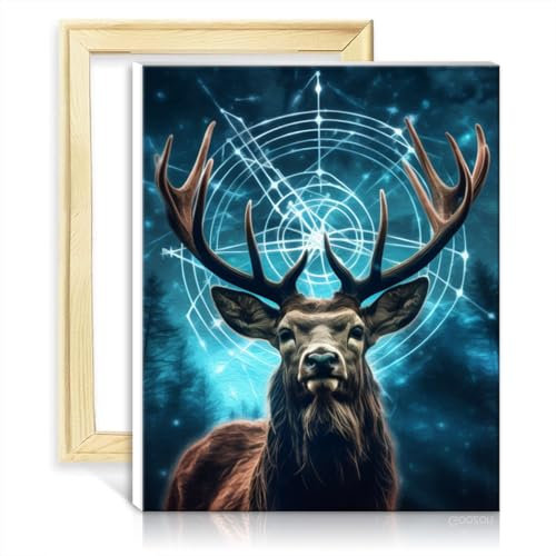 LiHEQING Ölgemälde-nach-Zahlen-Set, bunter Hirsch, DIY-Ölgemälde, Malen nach Zahlen-Set für Erwachsene für die Wanddekoration zu Hause, ohne Rahmen (50 x 65 cm)