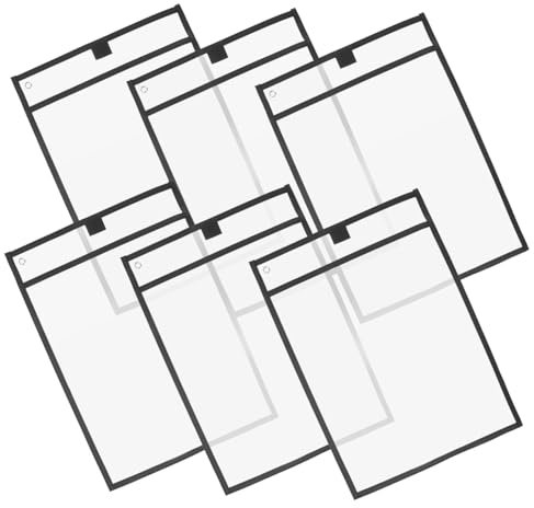 SHOWERORO 6stücke Teiliges Wiederverwendbare Pvc Dry Erase Taschen Mit Stiften Für Schule Büro Und Organisation Transparente Aufbewahrungslösungen Schwarz