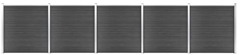 Gecheer Set Pannelli di Recinzione in WPC 872x186 cm Nero,Bordura,da Giardino,da Esterno,P3070432