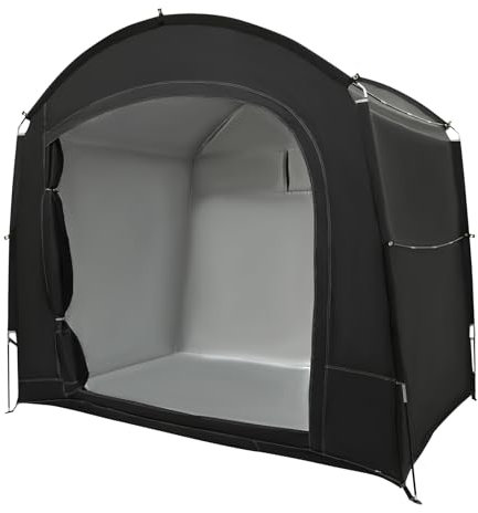 tienda de campaña para bicicleta 210D Oxford tela independiente de viaje negro 220 x 150 x 185 cm almacenamiento al aire libre