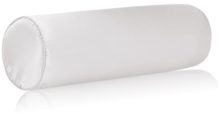Satin Cylinder Pillowcase | Silk-Like Roll Bolster Pillow Cover with Hidden Zipper | Neck Roll Covers for Hair & Skin Friendly（ White 18 x 6 ）