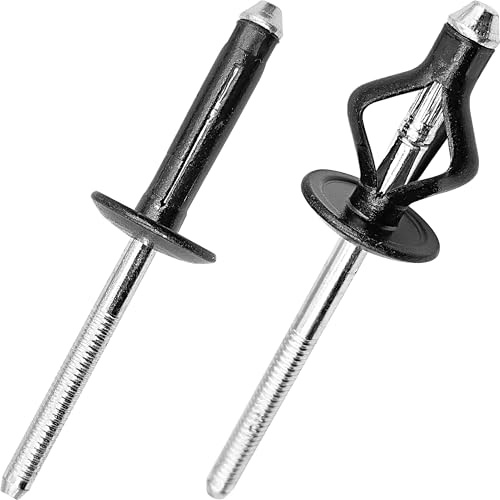 Dreifach-Expansions-Aluminium-Blindnieten - Sortiment an Blindnieten für Kunststoffe oder weiche Materialien (Halbschwarz, Ø6,0x26x17mm - 50 Stück)