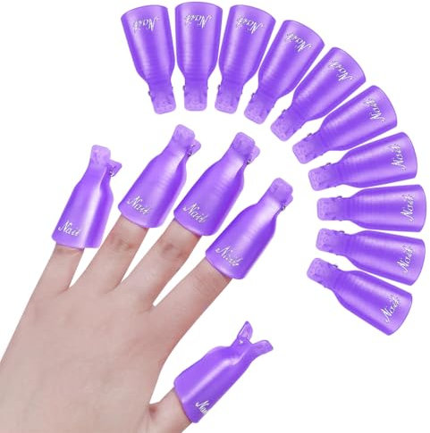 QEDBOJE Clips Dissolvant pour Vernis Gel UV, 10 Pièces, Accessoire Ongle, Capuchon pour Vernis Semi-Permanent, Depose Ongle Semi Permanent, Retirer le Gel