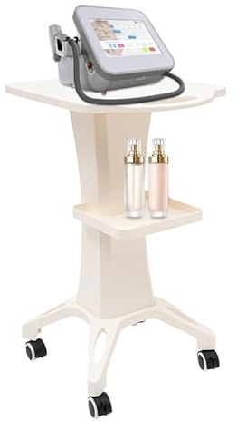 Beauty Salon Chariot à roulettes avec plateau et poignée en ABS blanc sur roulettes pour salon de beauté et cosmétique