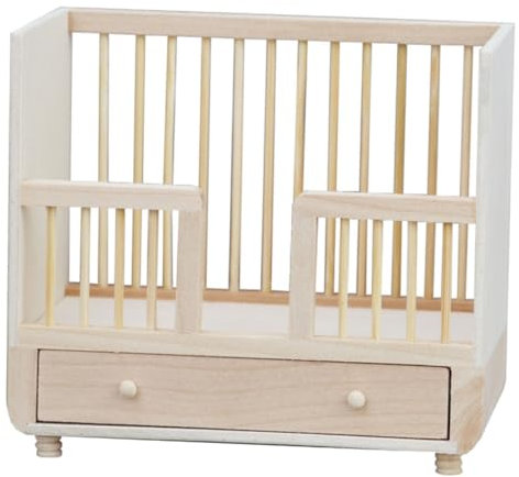 FOYTOKI Mini Puppenbett aus Holz für Puppenhaus Unbemalt Zubehör für Schlafzimmer Szenen Kompatibel mit Miniaturmöbeln Kreative Wohndekoration