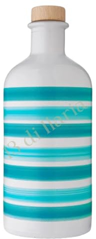 Olio Extra Vergine di Oliva 500ml | Orcio Acquamarina in Ceramica Decorata a Mano | Estratto a Freddo | Idea Regalo