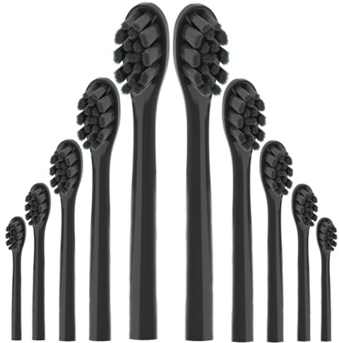 Lot de 10 têtes de brosse à dents de rechange compatibles avec My Variationss les brosses à dents électriques têtes de brosse à dents, têtes de rechange noires