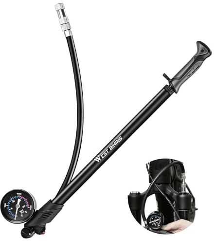 LINGHUANG Hochdruck Dämpferpumpe 300 PSI Max, Fahrrad Gabelpumpe Pumpe für MTB, Rennrad Federgabel Heckfederung und Reifen, Tragbare Minipumpe mit Entlüftungstaste und Manometer