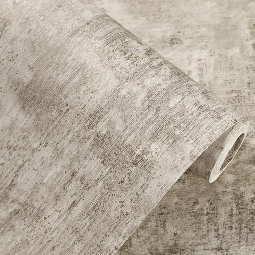 Camiraft Cream Wallpaper - Cove Textured Industrial Wallpaper for Living Room, Bedroom, Fireplace - Decorative Luxury Wall Paper with Distressed Pattern, Textured Finish & Metallic Detailing