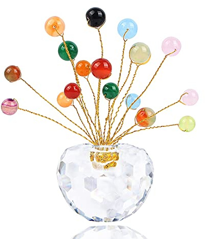 YWXXKL Kristall-Fengshui-Chakra-Kristall-Geldbaum mit natürlichen Achatperlen, Auto-Innendekoration, Figur, Weihnachten, Hochzeitsgeschenk, Ornament