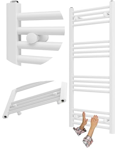 Granitan Radiateur eau Chaude BRENO 50x110 cm, Blanc, 434W | Raccordement au Chauffage Central, Idéal pour Sécher les Serviettes, Radiateur Salle de Bain, Chauffage Mural