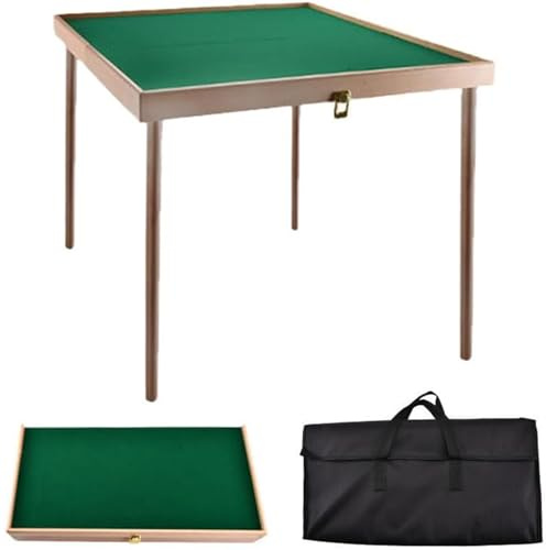 Portable Folding Wooden Table for Mahjong and Card Games, Lightweight with Storage Bag for Outdoor and Indoor Use