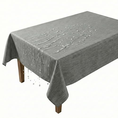 Artwelt Wachstuchtischdecke Abwaschbar PVC (200X140cm, Stone Grey)