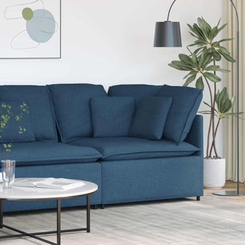 Tonture Modulär soffa, hörnmodul med kudde, blått tyg, 100 x 100 cm, 1-delat sittelement med metallram för vardagsrum, loungeförlängning och flexibel boendemiljö