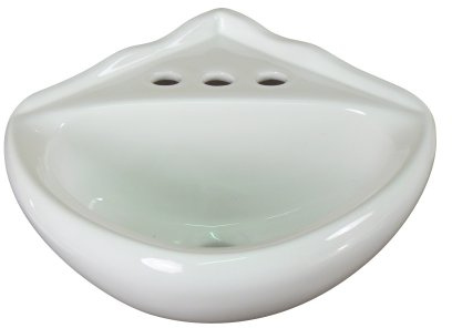 White Ceramic Wall Hung Corner Sink, Wall Mounted Bathroom Sink with Concealed Round Overflow, 16.5 x 15 Modern Style Small Sink with Single Faucet Hole
