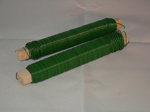 Wickeldraht Grün Lackiert, 2 x 40 Meter , Blumenwickeldraht, 94255, Garten Blumen Draht Holzspule Kränze Binden
