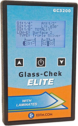 EDTM Glass-Chek ELITE (GC3200) – Battery-Powered Portable Glass & IG Thickness Meter with Low-E Detection & Graphical Display for Single, Double & Triple Pane Windows - Protective Case, Made in USA
