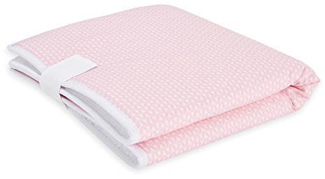 KraftKids Reseunderlägg i små blad rosa på vitt, reseomslag 60 cm x 60 cm, skötunderlag för resor med kärlek handgjord i EU