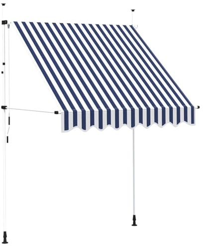 vidaXL Einziehbare Markise Handbetrieben 200 cm Blau/Weiß Gestreift