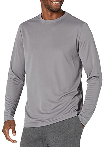 Amazon Essentials Camiseta de Manga Larga Técnica de Alto Rendimiento Hombre, Gris Moyen, XL