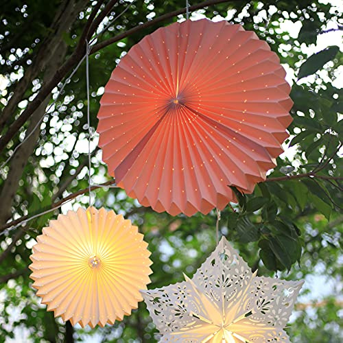 hellum Sunny Lampion wetterfest outdoor rosa, Ø40cm, Stecker inkl. LED | Lampion wetterfest mit PVC-Beschichtung inkl. LED E14, Garten Lampion außen wetterfest, Laternen für draußen Hochzeit 578331
