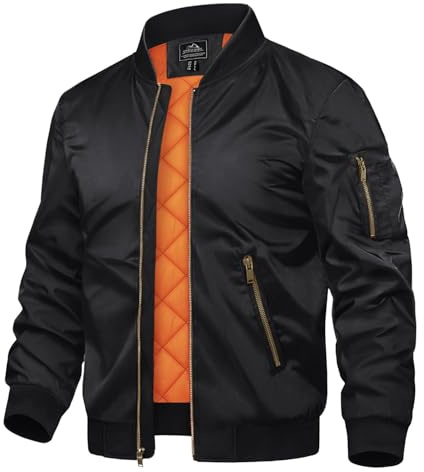 TACVASEN Chaquetas Casuales para Hombre Chaqueta de Béisbol universitaria Chaqueta Cortavientos Chaquetas de Vacaciones Abrigo Negro,3XL