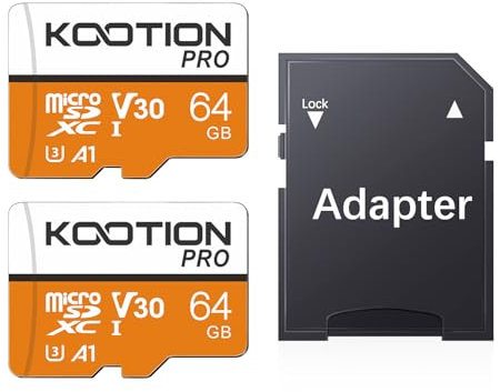 KOOTION Scheda Micro SD 64GB Scheda di Memoria U3 A1 4K UHS-I MicroSDXC 64G Scheda SD 64 Giga Memory Card TF Carta SD Alta Velocità Fino a 100MB/s,Micro SD Card 2 Pack per Telefono Videocamera Gopro