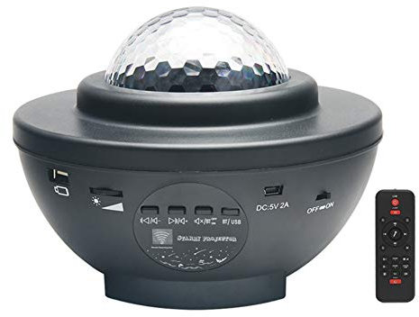 Ototon - Lampada proiettore a LED, luce notturna, Bluetooth, con ricarica USB, proiettore con telecomando, luce musicale di vista, decorazione per festa dei bambini, camera (nero)