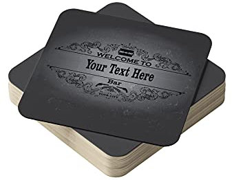 Personalised Beer Mats Pack of 24 - Absorbent Recyclable Cardboard Drink Mat Coasters 95mm x 95mm x 1mm Square - Accessories for Home Bars Pubs - CO-CARD-DI052-24 - ADD Your Text