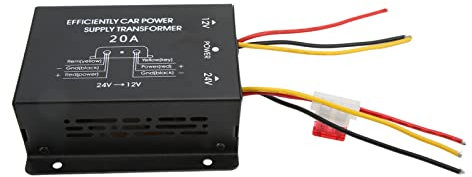 Convertitore da 24V a 12V, Metallo Riduttore Di Tensione Da 24 V a 12 V per Autobus, Autobus Di Medie Dimensioni, Camion Medi E Grandi (20A)