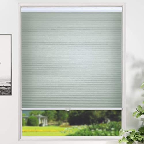 Faltrollo, Kabellose Jalousien, Zellular Rollos, UV Schutz, Verdunkelungsrollos, Bottom Up Wabenjalousien, Für Wohnzimmer, Fenster, Zuhause Und Schlafzimmer (Light Green,35 W x 38 H)