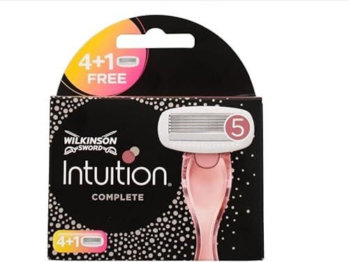 Wilkinson Sword - Intuition Complete Rasierer für Frauen, 4 + 1 gratis Ersatzklingen, Skin-Protect-Gel für sanftes Gleiten