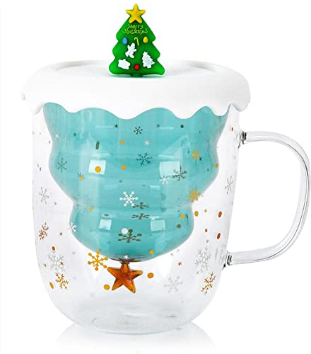 Süße tassen 250ml Weihnachten Kaffee Teegläser Latte Macchiato Gläser Trinkgläser Kaffeeglas Doppelwandige Isoliergläser Espressotasse Bär Teegläser Eiskaffee Gläser für Weihnachten Ehefrau Mutter Oma