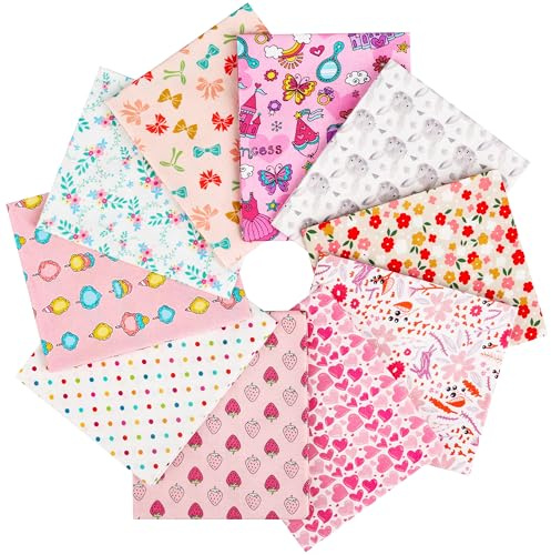 Craftido 10 Stück 18”x21” (46x53 cm) Fat Quarters Stoffpakete - Mittleres Gewicht 145g - 100% Baumwollstoff für Quilten, Nähen, Patchwork, DIY und handgefertigte Bastelarbeiten - Girls