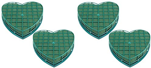 KVSERT Lot de 4 supports de fleurs en mousse en de cœur avec mousse florale pour centre de table, fête, voiture, arrangement floral
