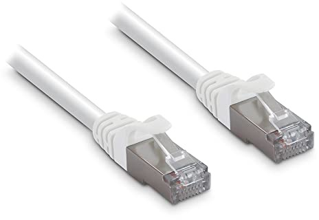 Metronic 395530 - Cable Ethernet 20 metros, Cable de Red Cat 7 Blindado SFTP Gigabit Cable RJ45 24AWG, Cable LAN, blanco