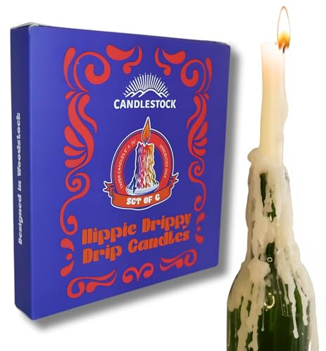 Candlestock Candele Antigoccia Hippie – Confezione Da 6 Candele Gocciolanti Per Bottiglie Di Vino (Avorio)