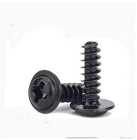 LOEASE 100 Teile/los Rundkopfscheibe Selbstschneidende Schraube Schwarz Überzogener Kohlenstoffstahl Flachrundschraube M1.4 M1.7 M2 (Color : 6mm x100pcs, Size : M1.4)