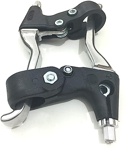 AARNAV Par de palancas de freno negras de tres dedos para bicicletas de montaña BMX MTB bicicleta negro juego de palancas (aleación plateada)