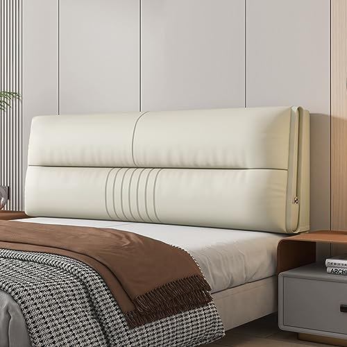 ZZYK Übergroßes Rechteckiges Kopfteilkissen,Große Bettrückenlehne,Kollisionssicheres Wandkissen,Abnehmbares Gepolstertes Lordosenstützkissen Mit Kopfteilbezug,Beige 3,Queen/59x23x4In
