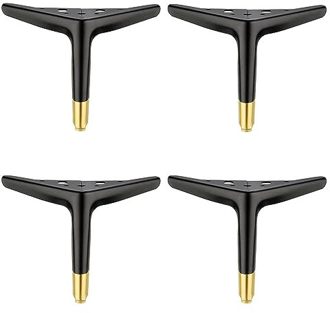 4 Möbelbeine,Moderne Dreieckige Metall Möbelfüße,Metall Möbelbeine,Dreieck Möbelbeine DIY Ersatz für Schrank Beine,für Couch Stuhl Ottomane Füße,mit Schrauben (20cm/7.87in,Black Gold)