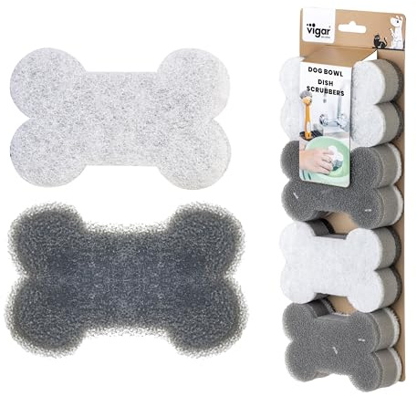 Vigar Pets Club Scrubber Sponge - Set of 4 Bone-Shaped Pet Bowl Cleaning Scrubber - Dish Sponges for Washing Pet Bowl - Non Scratch and Reusable, Gray