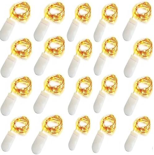 20 Pack Battery Fairy Lights, 3M 30 LED Colorful Mason Jar Firefly Lights Colorful Lights LED Vase Lights Copper Wire String Tiny Lights for Christmas Birthday Party Arrangement,Crafts DIY Decoration