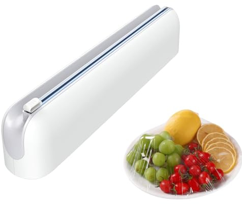 Quasziwa Aluminum Foil & Plastic Wrap Dispenser with Cutter - Easy One-Hand Operation, Space-Saving Kitchen Organizer for Worktops & Cabinets, Magnetic Cling Film Dispenser - Fits 12 Rolls, Gray